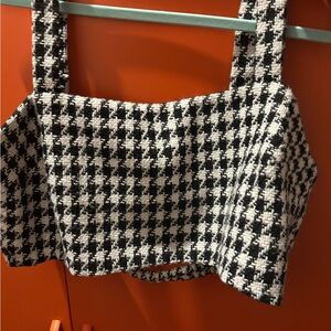 Stylish Black and White Houndstooth Women's Top